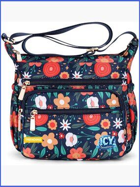 Lightweight Nylon Crossbody Bag with Multi-Pockets Adjustable Strap Satchel
